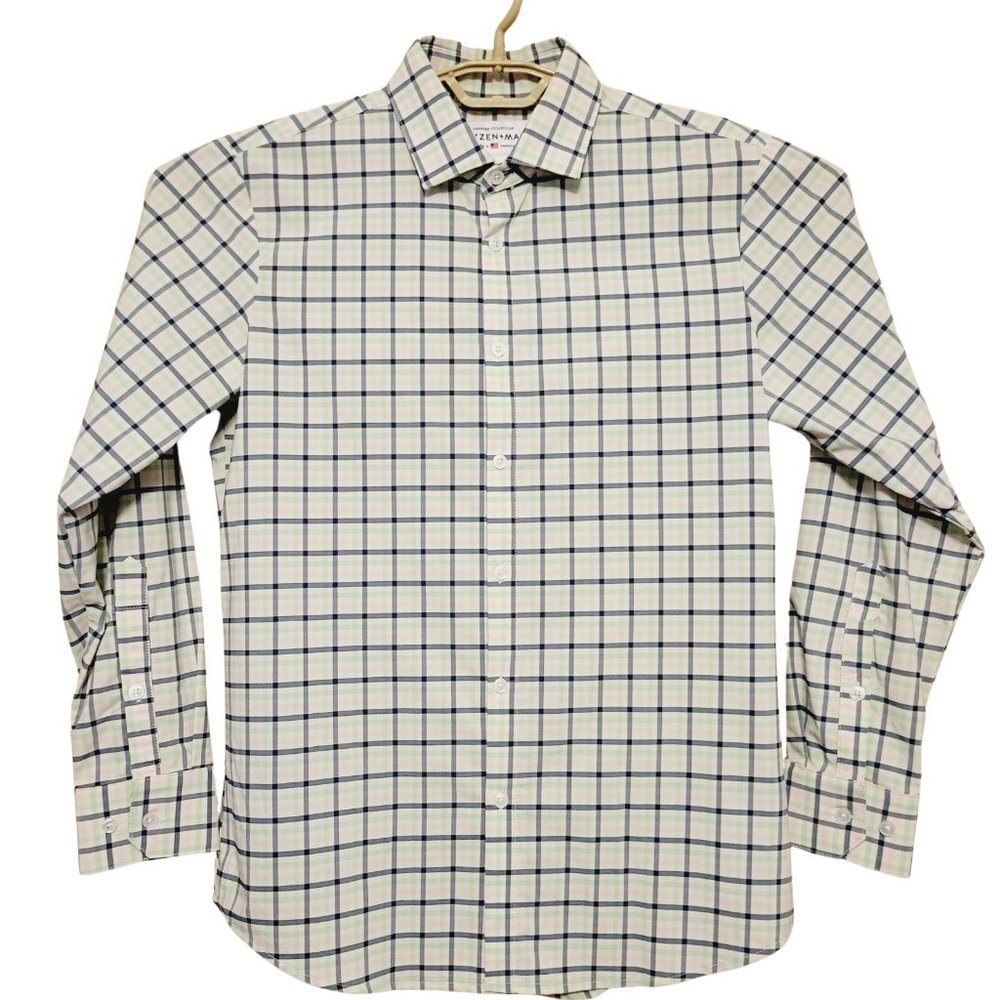 Mizzen+Main Shirt Mens Medium Trim Fit Plaid Striped Leeward Performance